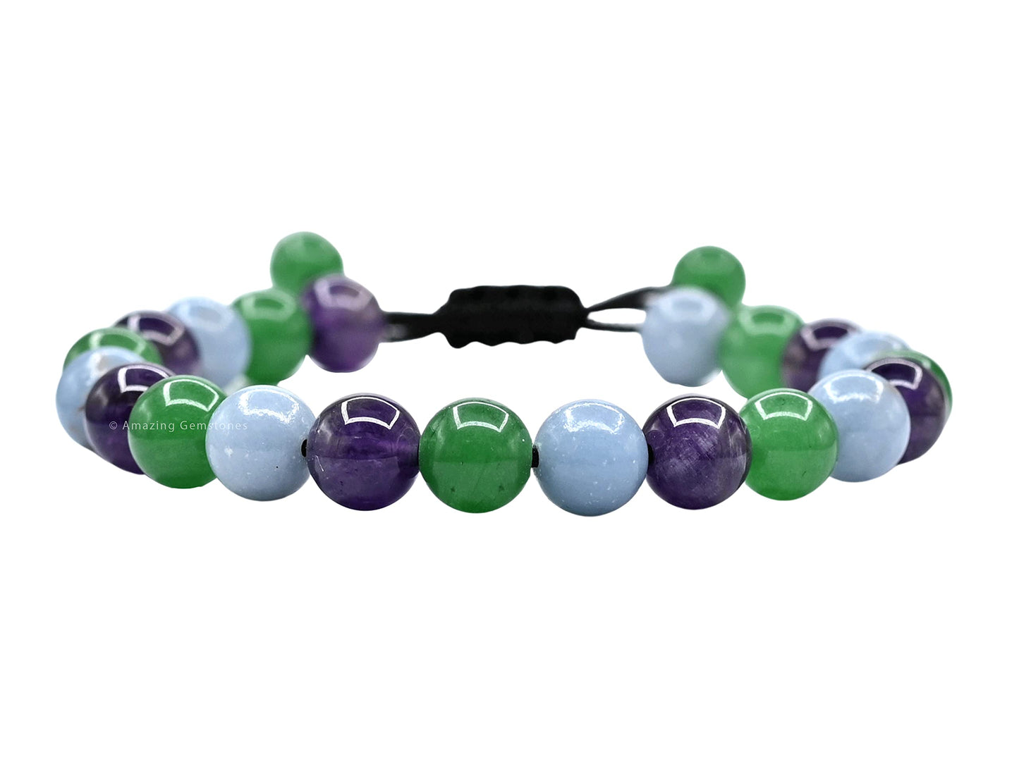 Amazing Gemstone Bracelet for Retirement - Green Aventurine Angelite Amethyst Bracelet Set for Men Women Healing Calming Anxiety Stress Relief Gifts Pulseras Para Hombres Mujer Stocking Stuffers