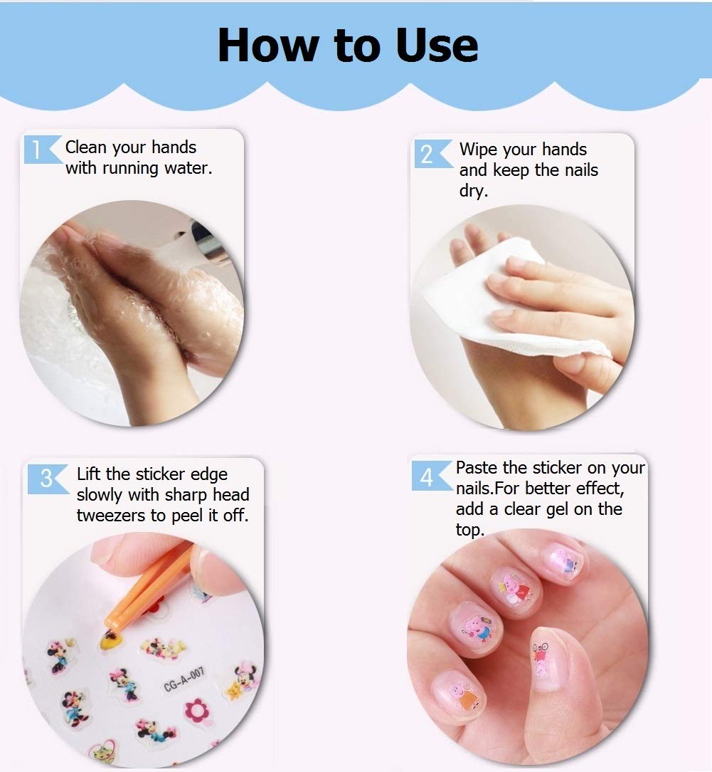 Fanoshon Unicorn 3D Nail Art Stickers Decals Self-Adhesive for Kids Little Girls, 270+ Cute Nail Tip Star Crown Princess Nail Manicure for Fingernails Toenails Birthday Party Supplies Gift Favors