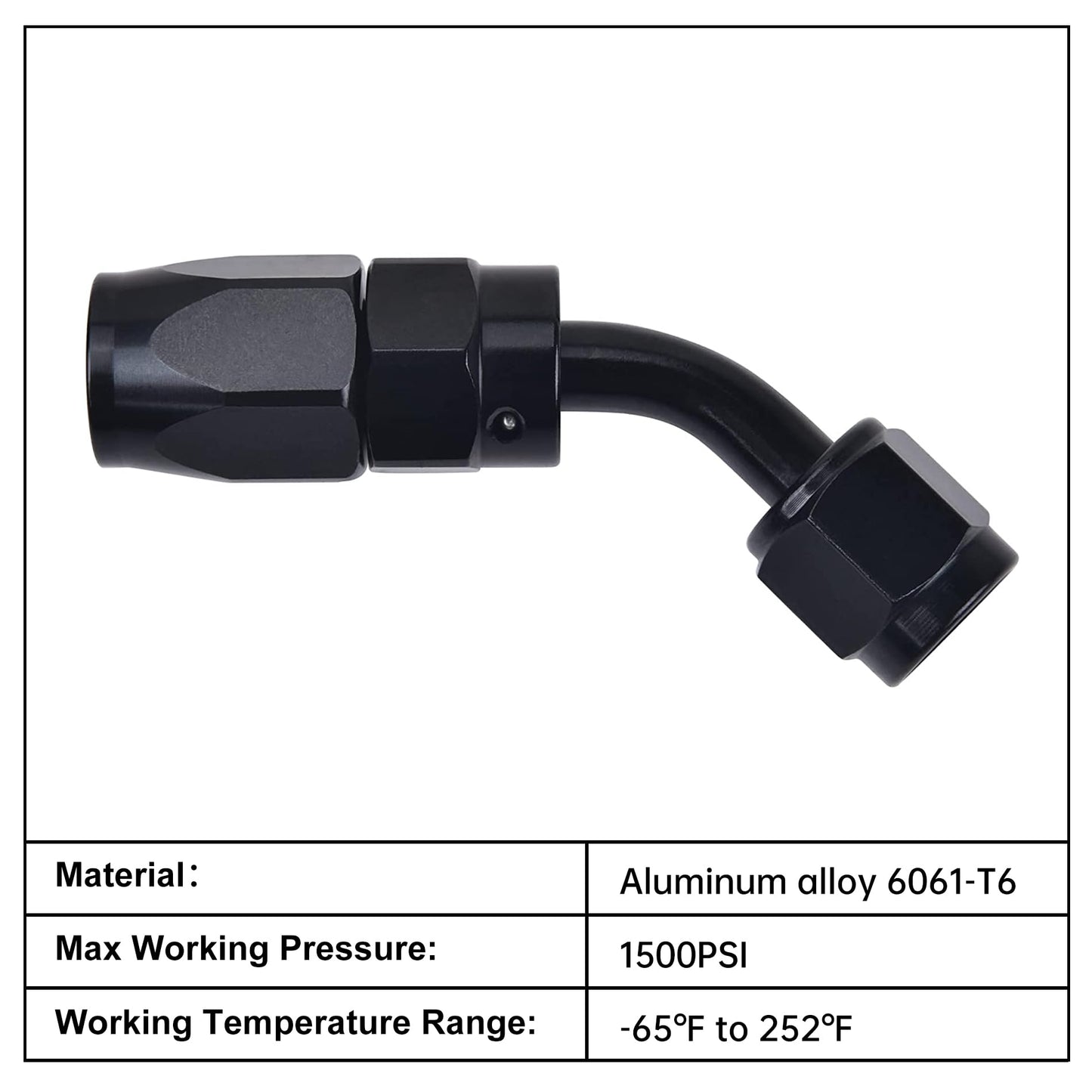 EVIL ENERGY 6AN Hose End Fitting 45 Degree Swivel for CPE Braided Hose Black 4PCS