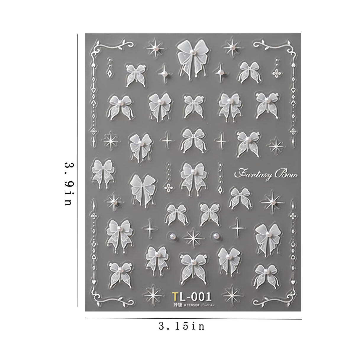 1 Sheet Lace Pearl Bow Nail Art Sticker 5D Embossed White Lace Pearl Bow Nail Sticker Cute Bow Nail Decal Pearl Rhinestone Nail Design Women DIY Nail Art Decoration