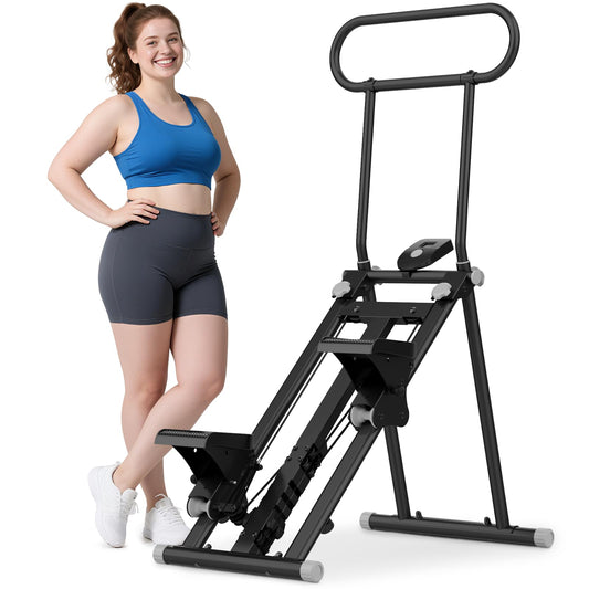 ERGOLIFE Stair Stepper with 6-Level Adjustable Resistance, 350lbs Upgrade Foldable Stairmaster Machine for Home Gym Workout, Cardio Stair Climber with Low Noise (Black)