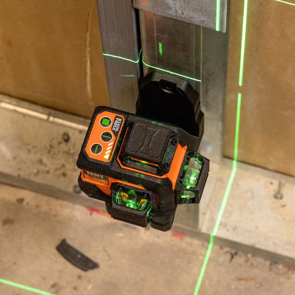 Klein Tools 93CPLG Compact Self-Leveling Laser Level, Bright Green Cross Line 360-Degree Laser Planes, Class 2 ≤ 1mW, Rechargeable, Magnetic Mount