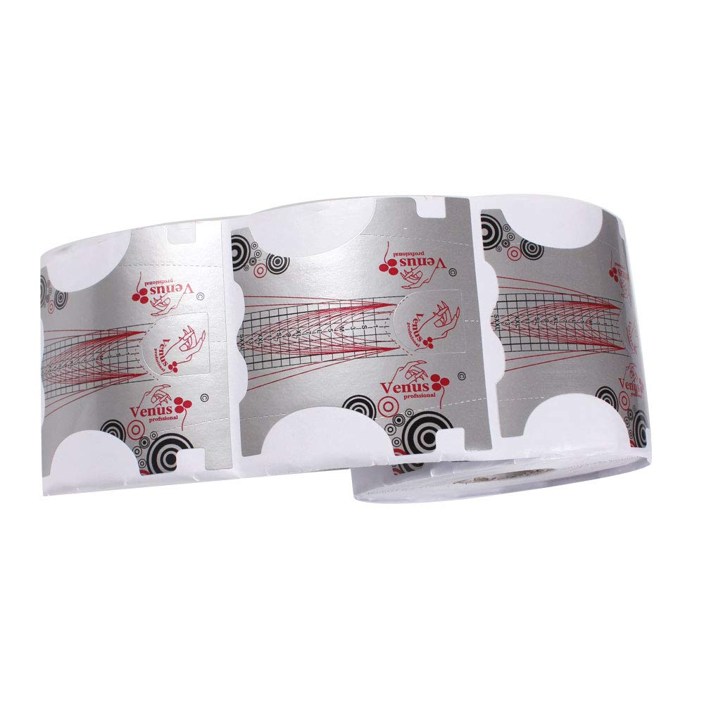 Beautyleader 500Pcs Nail Form, Nail Art Guide Stickers for Acrylic UV Gel Nail Tips Manicure Extension Tool (1 Roll / 500 PCS - Sliver)