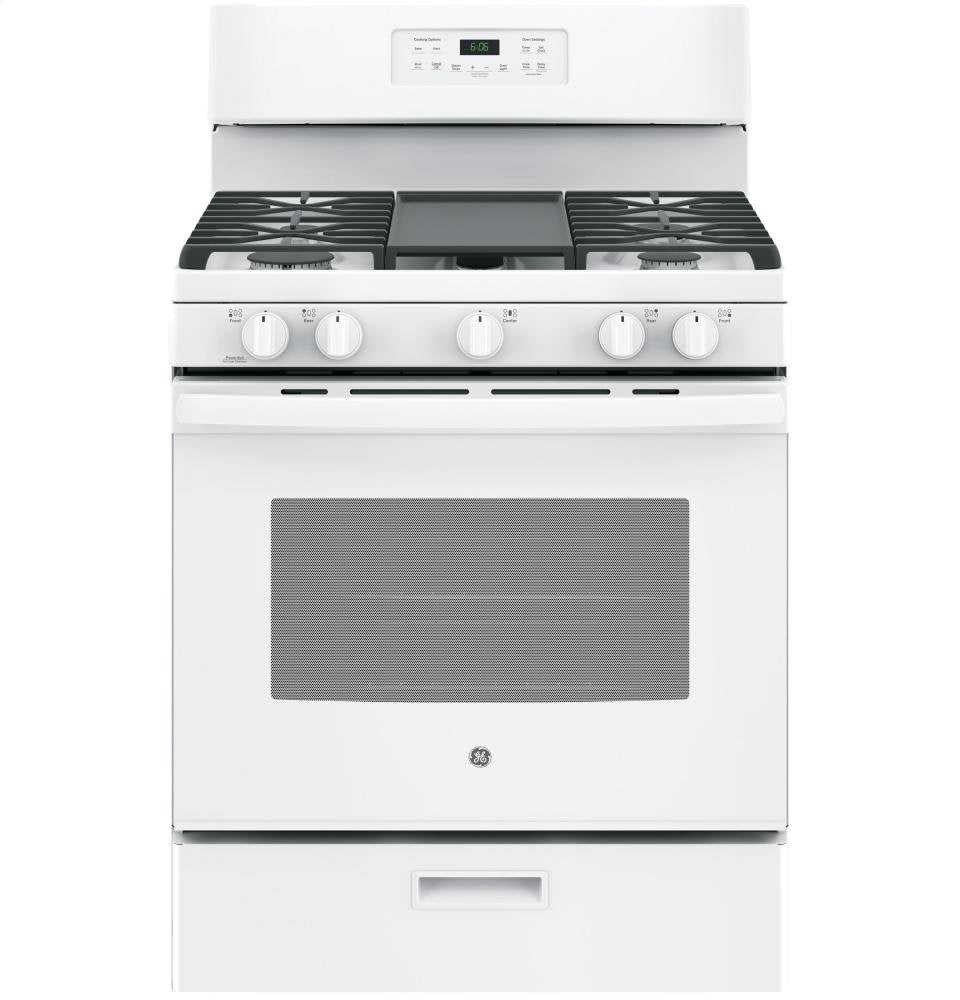GE 30 in. 5.0 cu. ft. Freestanding Gas Range in White with Griddle