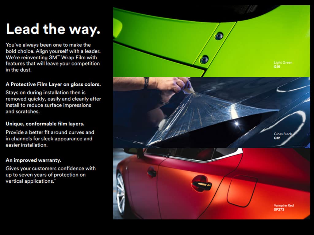 3M 2080 Series S12 Satin Black Dual Cast Car Wrap Vinyl Film - 5ft x 5ft - 25sq ft with Controltac Air Release Adhesives - Bubble Free Sheet Roll for Vehicles, Rims and Signs