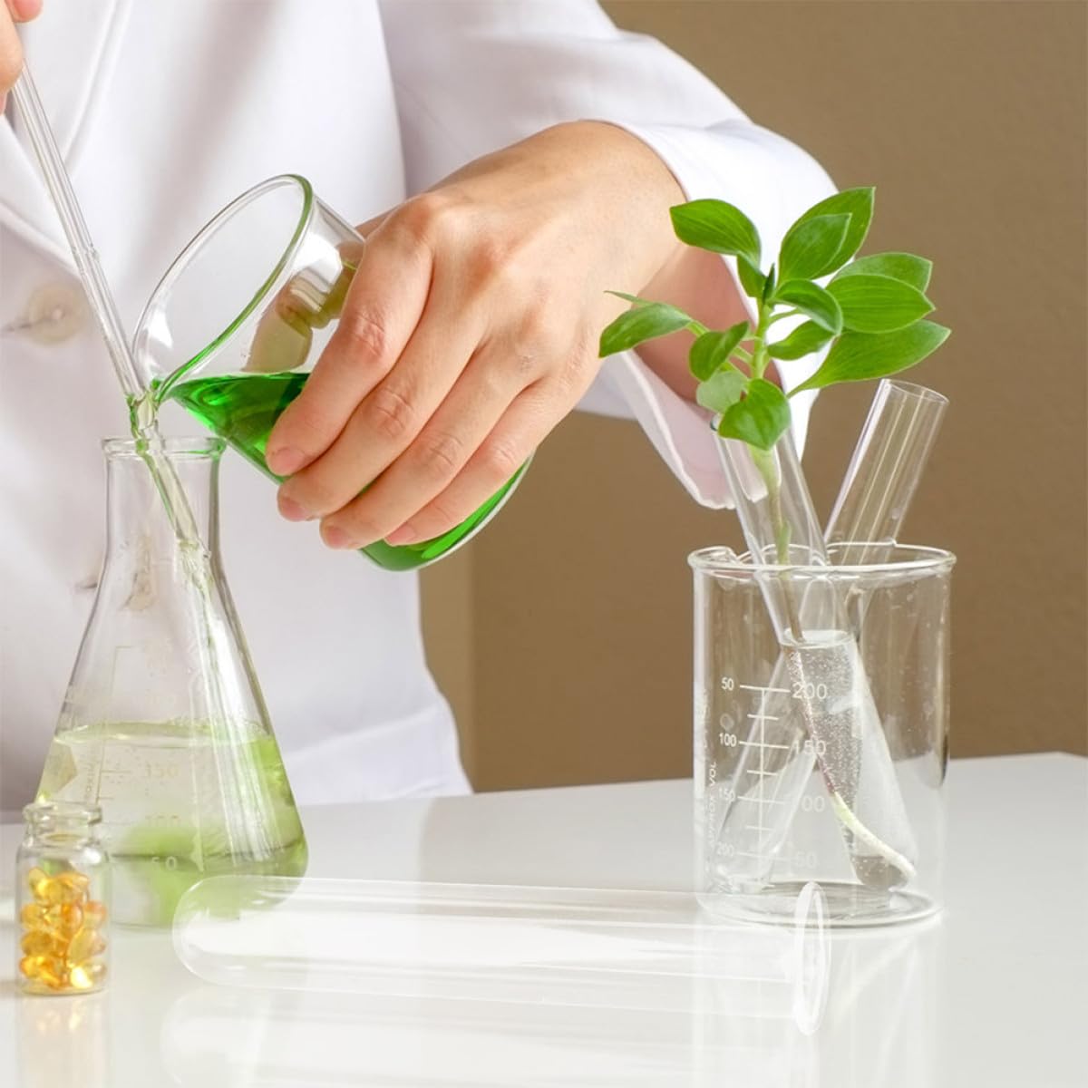 MUCKLILY Glass Test Tube Vases for Plant Propagation 2.5x18cm Small Hydroponic Flower Tubes Glass Planter Terrariums for Home and Office Desktop 4pcs Set