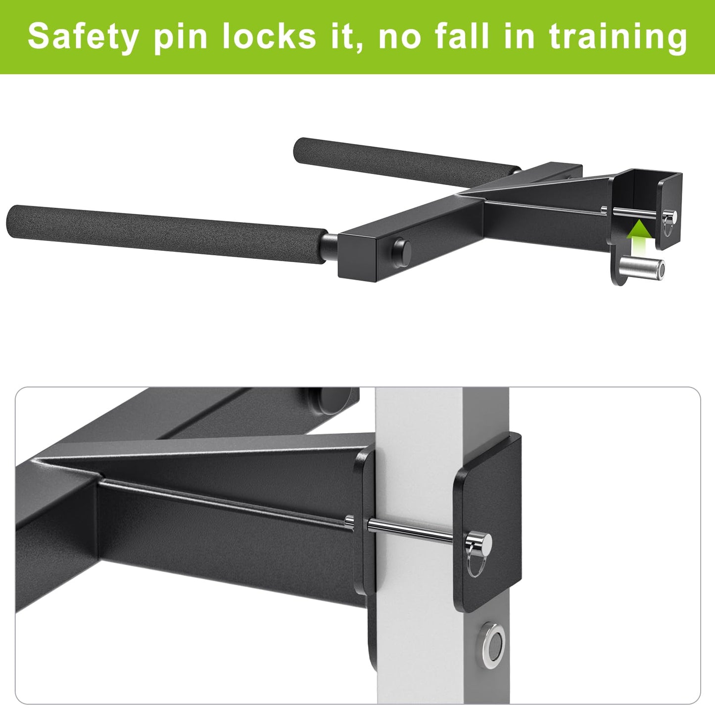 Kipika Y-Shaped Dip Bar for 2" x 2"" Power Cage with 5/8"" or 1"" Hole - Dip Bar Attachments for Home Gym - Heavy Duty Power Rack Attachments - 2"" x 2"" Squat Rack Accessories for Strength Training"
