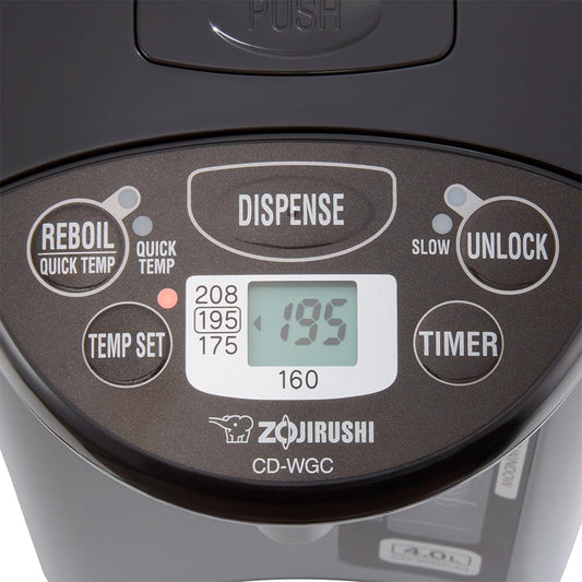 Zojirushi CD-WGC30TS Micom Water Boiler & Warmer 3.0 Liter, Silver Dark Brown, PFAS-free & BPA-free