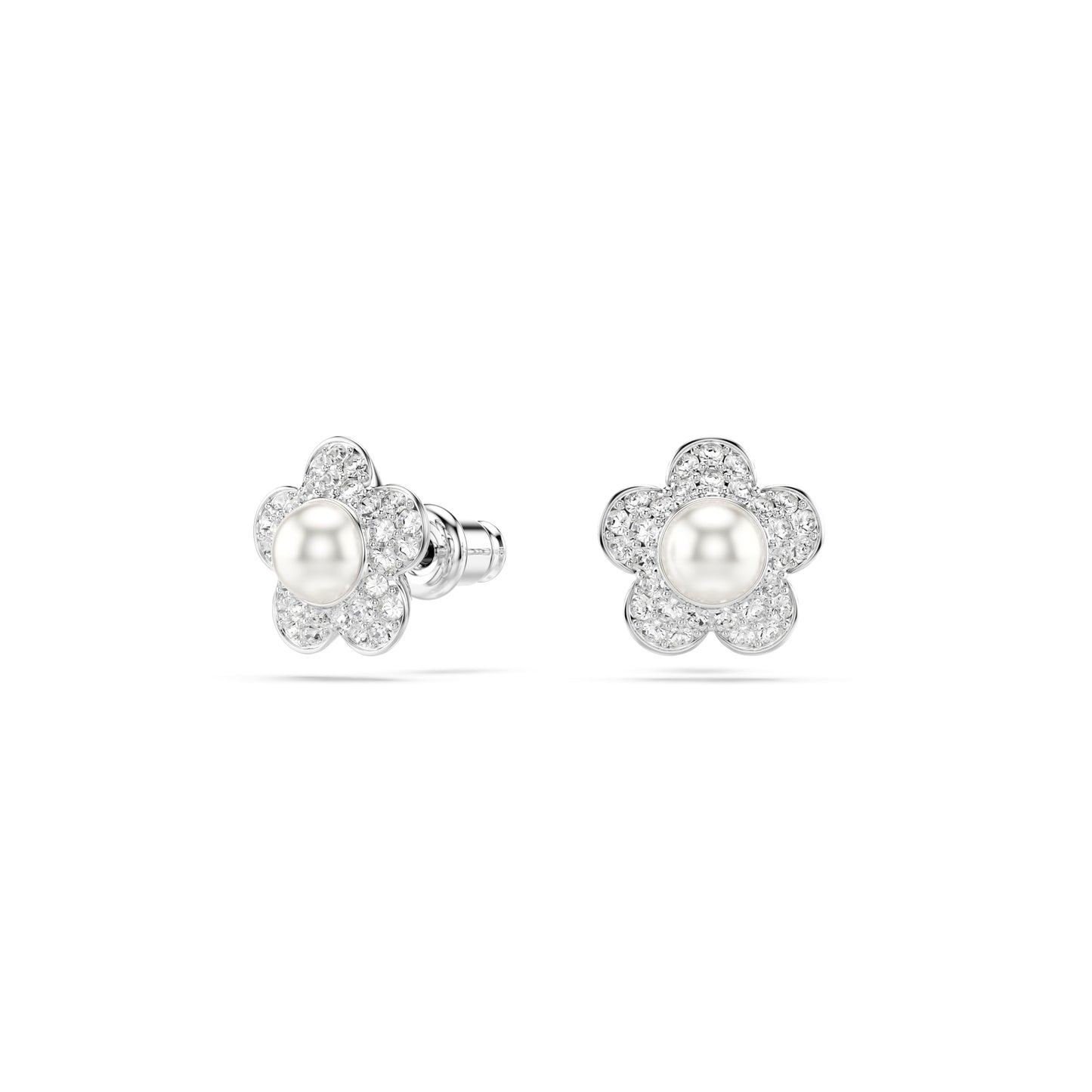 Swarovski Ariana Grande x set, Crystal pearl, Round cut, Flower, Clear, Rhodium Finish