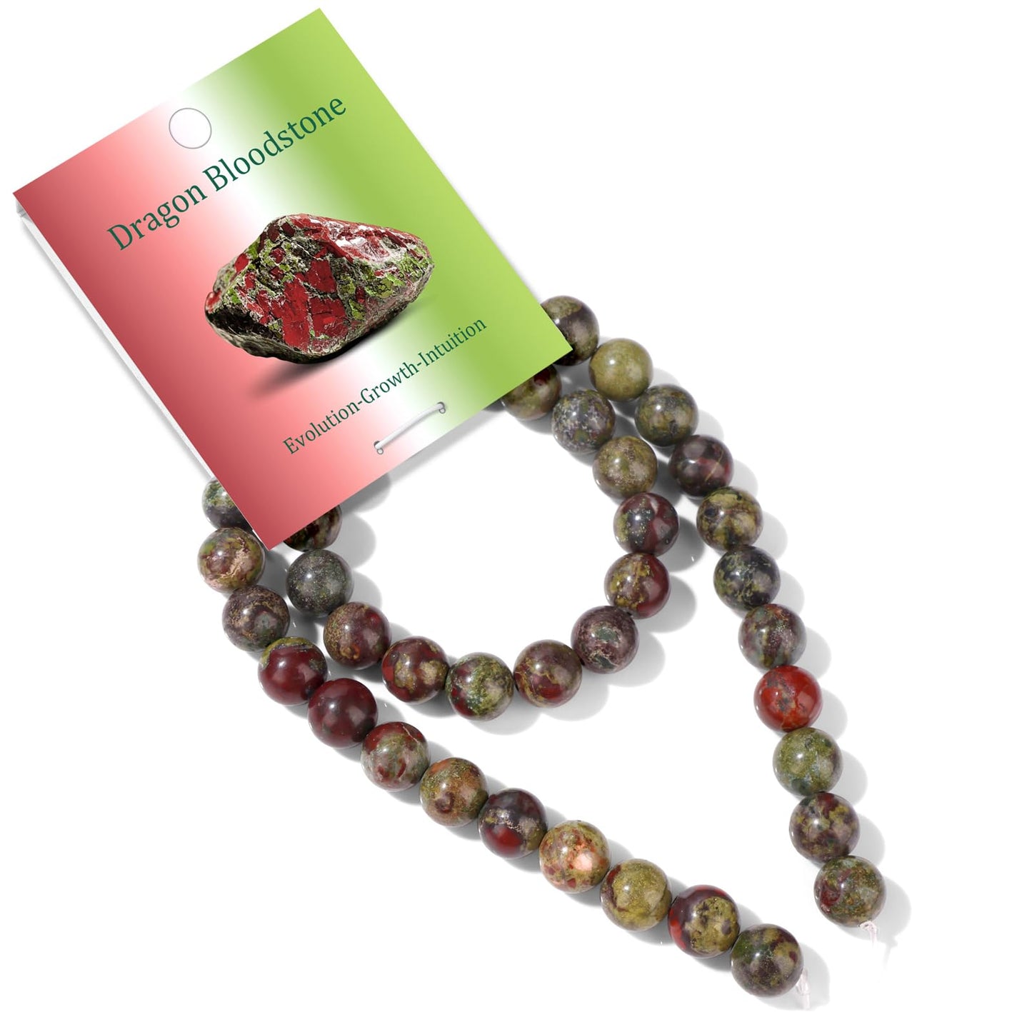 Risyfjew 50PCS 8mm Natural Dragon Bloodstone Beads Gemstone Round Loose Beads for Jewelry Making Chakra Crystal Stone Beads for Bracelets Necklace Earrings Making Supplies (50pcs/Strand)