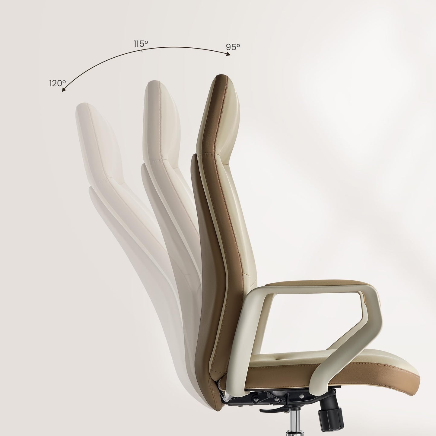 EUREKA ERGONOMIC Clara Executive Office Chair, Modern Leather Desk Chair with Back Support, Aesthetic Home Office Chair with 3-Position Recline Lock, Beige Brown