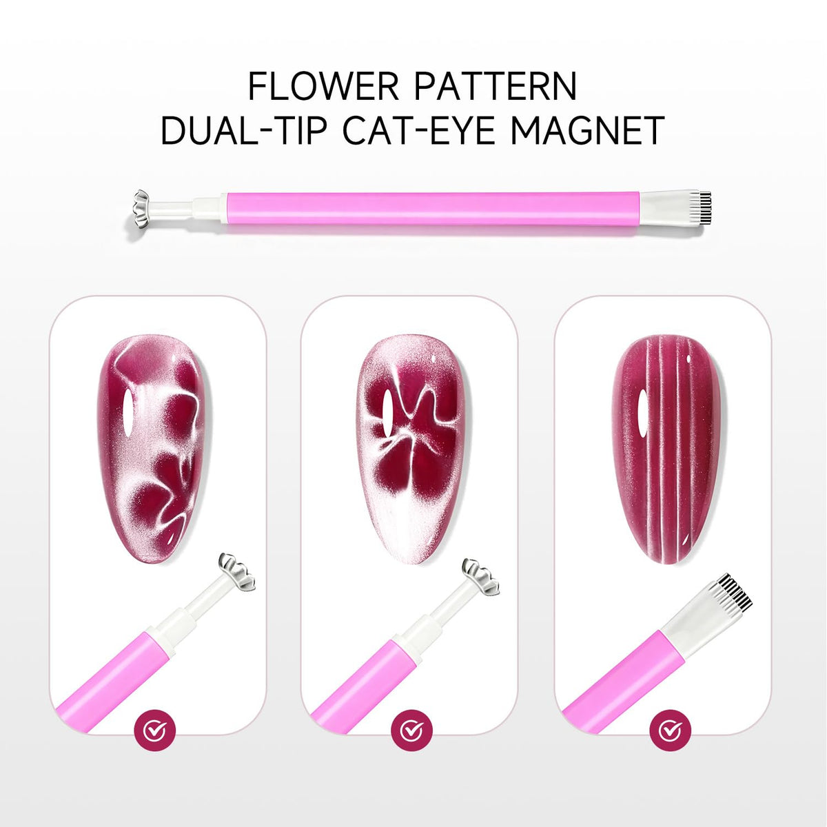 JODSONE Cat Eye Magnet Set for Nails,17PCS CatEye Magnet Tools for Cat Eye Gel Polish,Nail Art Magnet Kit with 3 in 1 Magnetic Pen,Heart French Black Hole Guides for DIY Salon