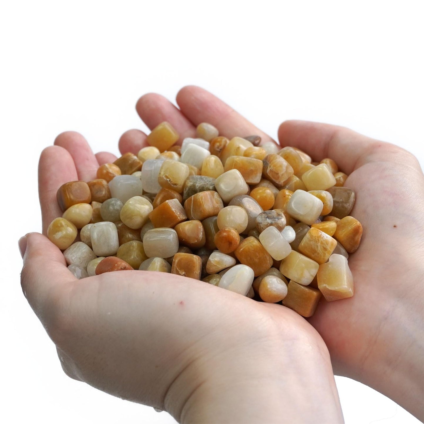 Sisamn 3LB Natural Yellow Jadeite Tumbled Stones & Points - Bulk Polished Crystals for Vase Filler, Aquarium Decor, Home Plants, Jewelry Making, Reiki Healing (3 Pound)