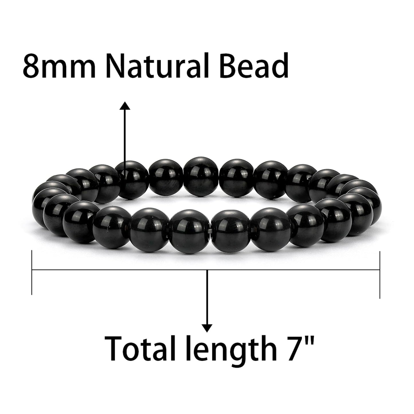 Gnamy Black Obsidian Bracelet for Women, Healing Crystal Bracelet for Spiritual Healing Positive Energy Stress Relief, Natural Stone Stretch Beaded Bracelets Birthday Valentines Jewelry Gifts for Daughter Her Best Friends Girlfriend