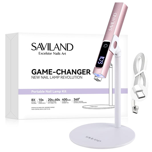 SAVILAND UV Light for Gel Nails: 10s Flash Cure Light for Nails with Magnetic Stand LED Screen 400mAh Rechargeable LED Nail Flash Cure Lamp Portable Gel Light 2-Timers DIY Home