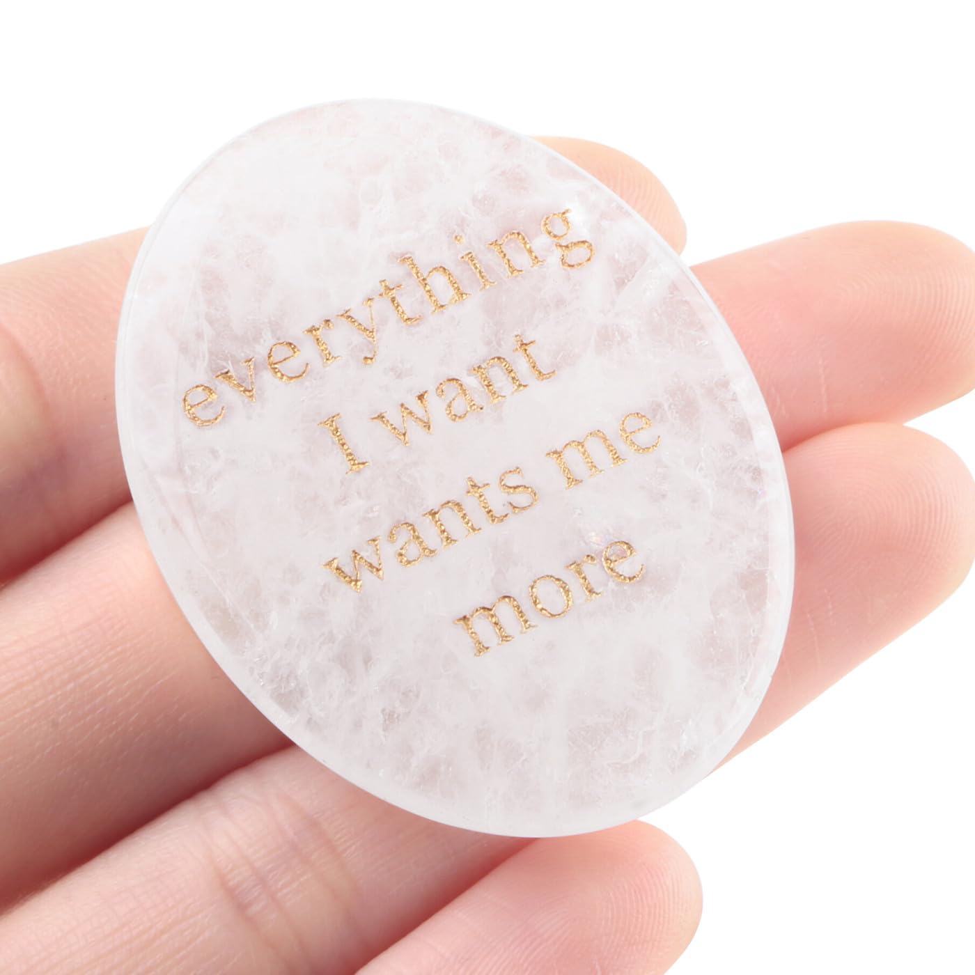 DUQGUHO Clear Quartz Crystal Encouragement Gifts for Women Everything I Want Wants Me More Inspirational Positive Anxiety Relief Items Pocket Hug Stones Emotional Calming Sobriety Gifts for Women Men