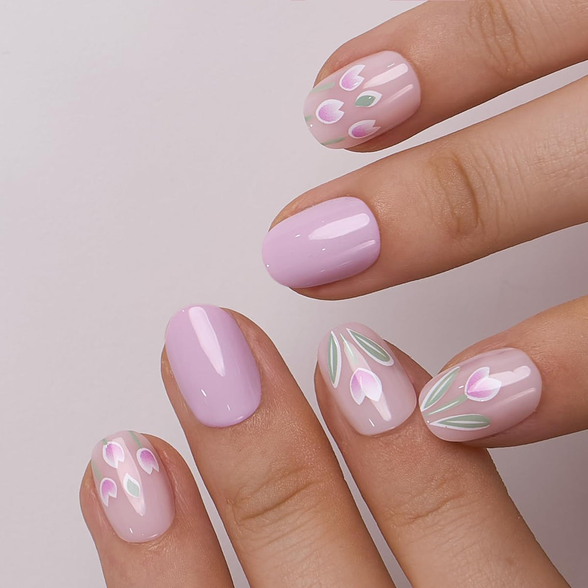 CurvLife Soft Gel Square Press On Nails Extra Short, Long-Lasting Oval Reusable Fake Nails Kit with Glue & Tabs, 30pcs Salon-Quality Stick On Nails for Women At-Home Manicure (Tulip Whisper)