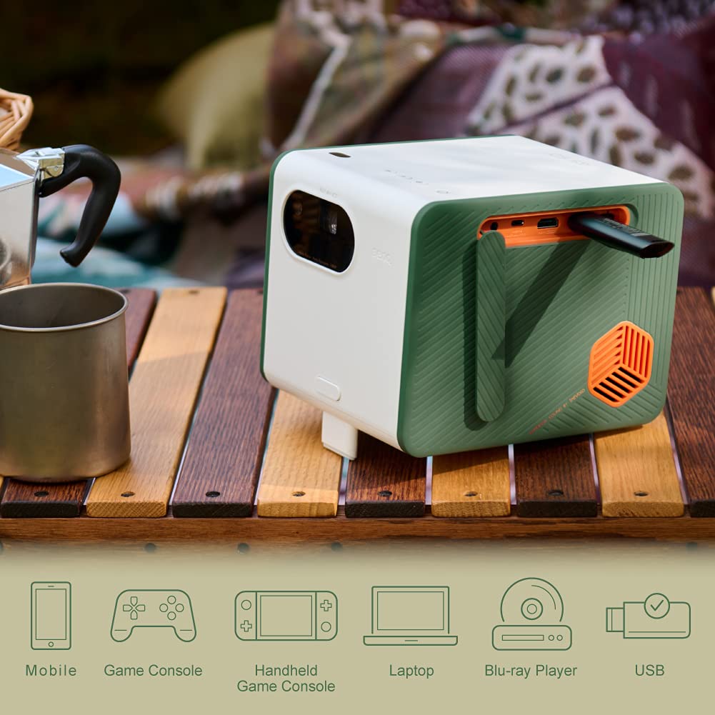 BenQ GS50 w/ carry bag1080p Wireless Outdoor 4K Supported Portable Projector | Bluetooth Speaker | IPX2 Splash & Drop Resistant | WiFi | Android TV | Chromecast & AirPlay | Auto Focus | 2D Keystone