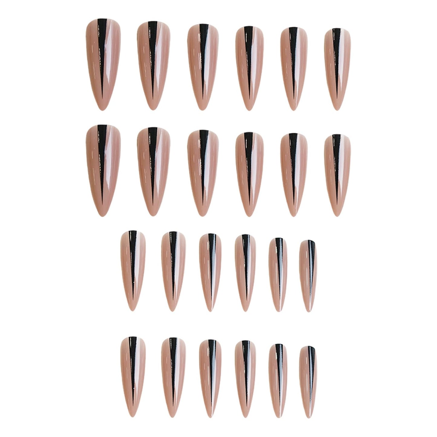 IMRAIN Press on Nails Long Stiletto Fake Nails Nude Glossy Glue on Nails Full Cover Goth Nail Supplies DIY Acrylic False Nails for Women Girls 24Pcs