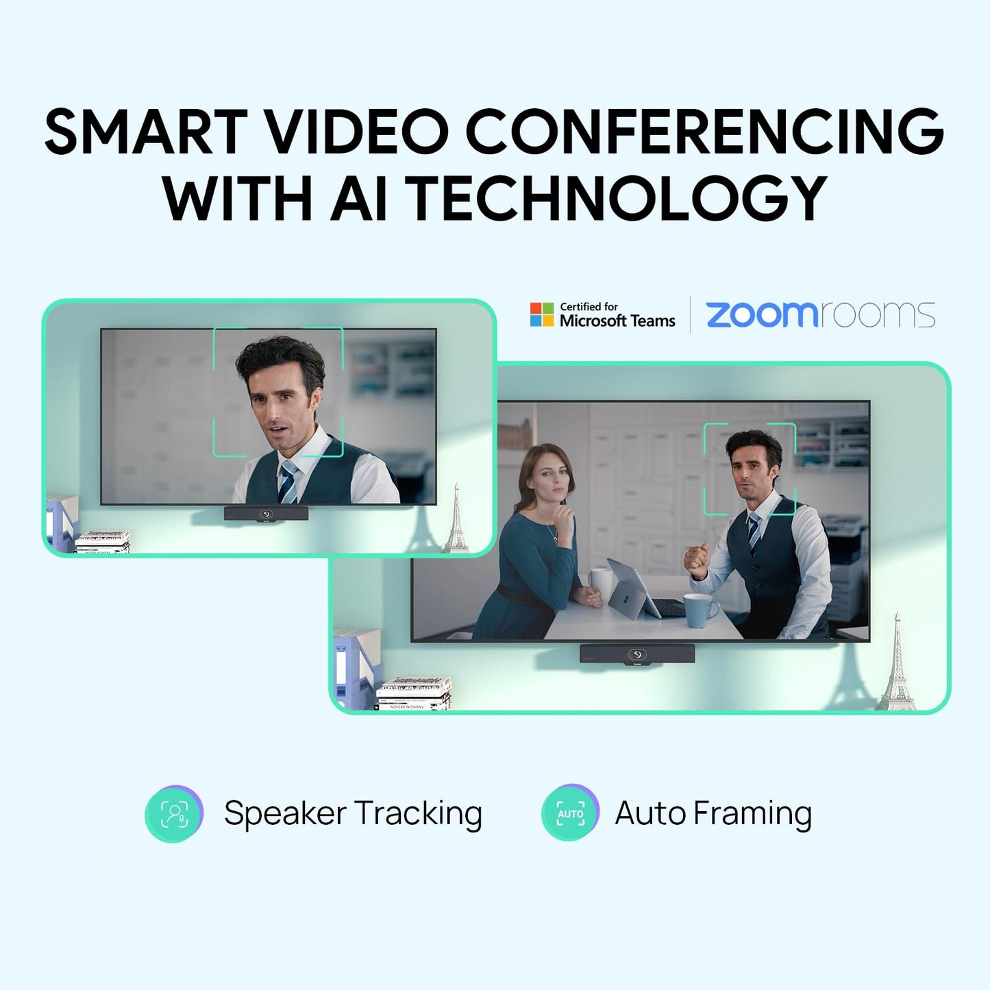 Yealink MeetingBar A10 Conference Room Webcam 4K 120° Wide Angle Camera with Android OS, Video Conferencing System with Microphone and Speaker, AI Speaker Tracking, Auto Framing, Teams Zoom Certified