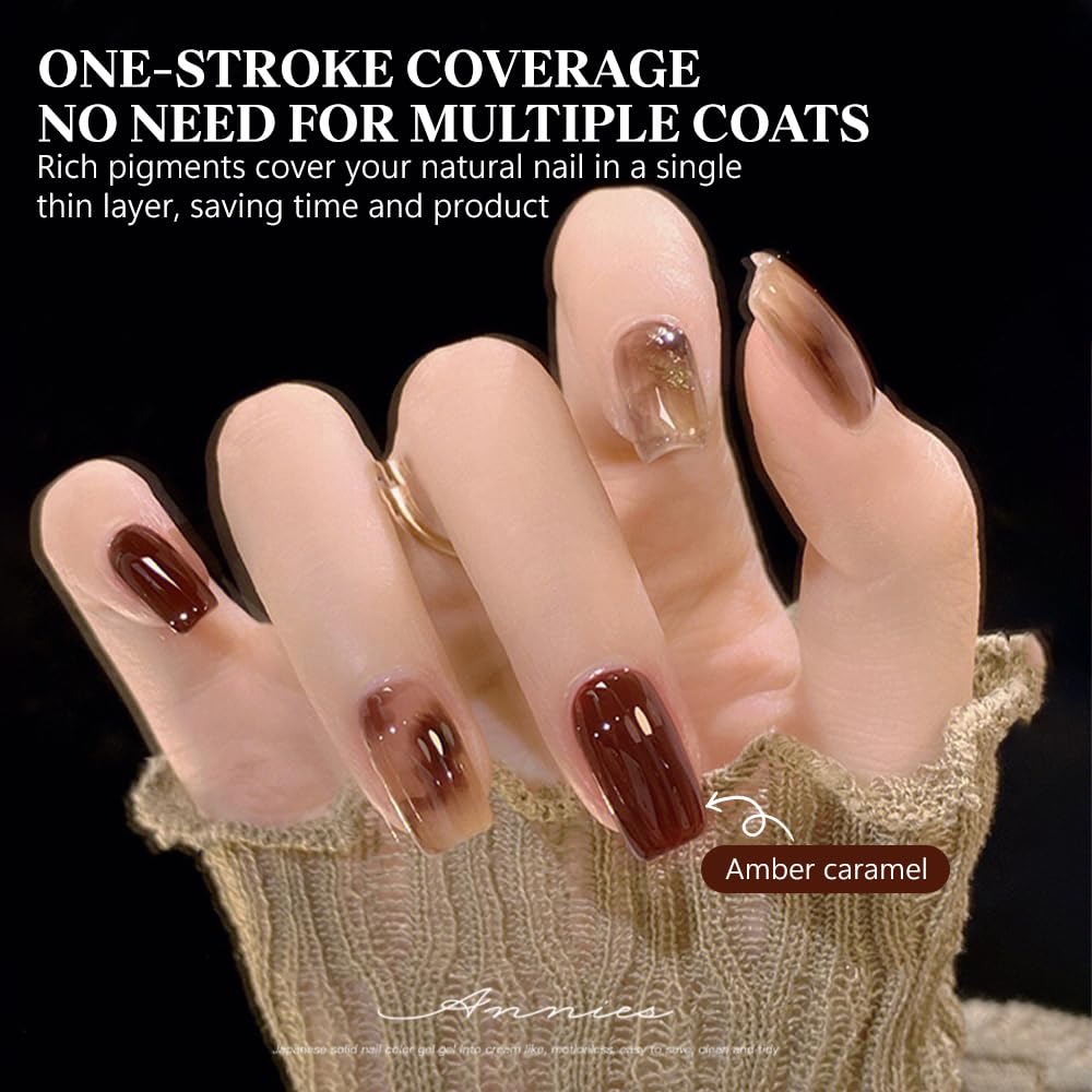 2Pcs Tortoiseshell Amber Gel Nail Polish Set - Brown Caramel Soak Off UV Gel Polish, Long Lasting, Trendy Fall Winter Nail Art Kit (Amber Brown 04)