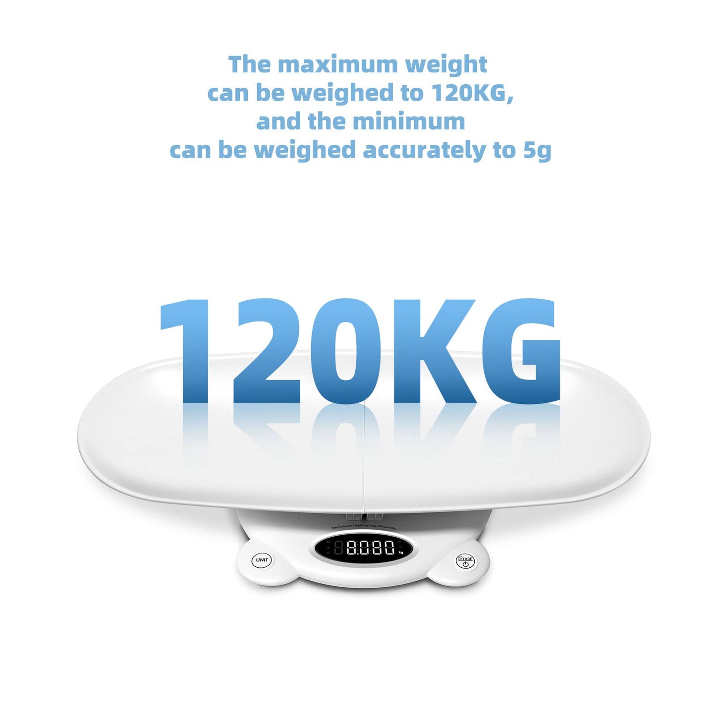 Simshine Digital Baby Scale Weight All Family, Weighing Newborn Wiggly Babies, Pets, Cat and Dog - Long Press Unit for 3 Seconds Flip The Display