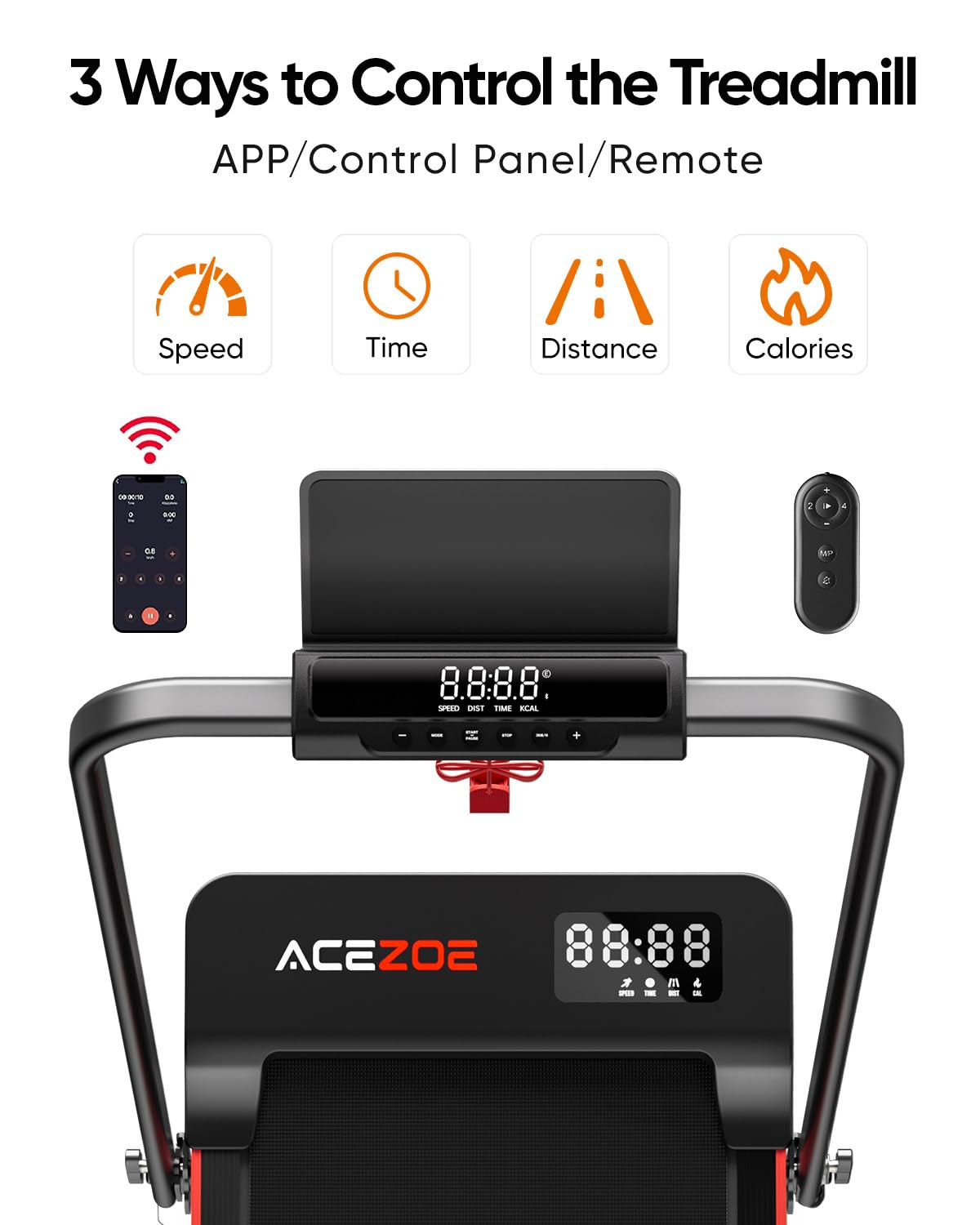 Acezoe 2-in-1 Foldable Treadmill with 3-Level 10% Incline, Walking Pad for Home Small Office, Compact Portable Under Desk Treadmill with Handle,Dual LED Display, APP & Remote, 300 lbs Capacity