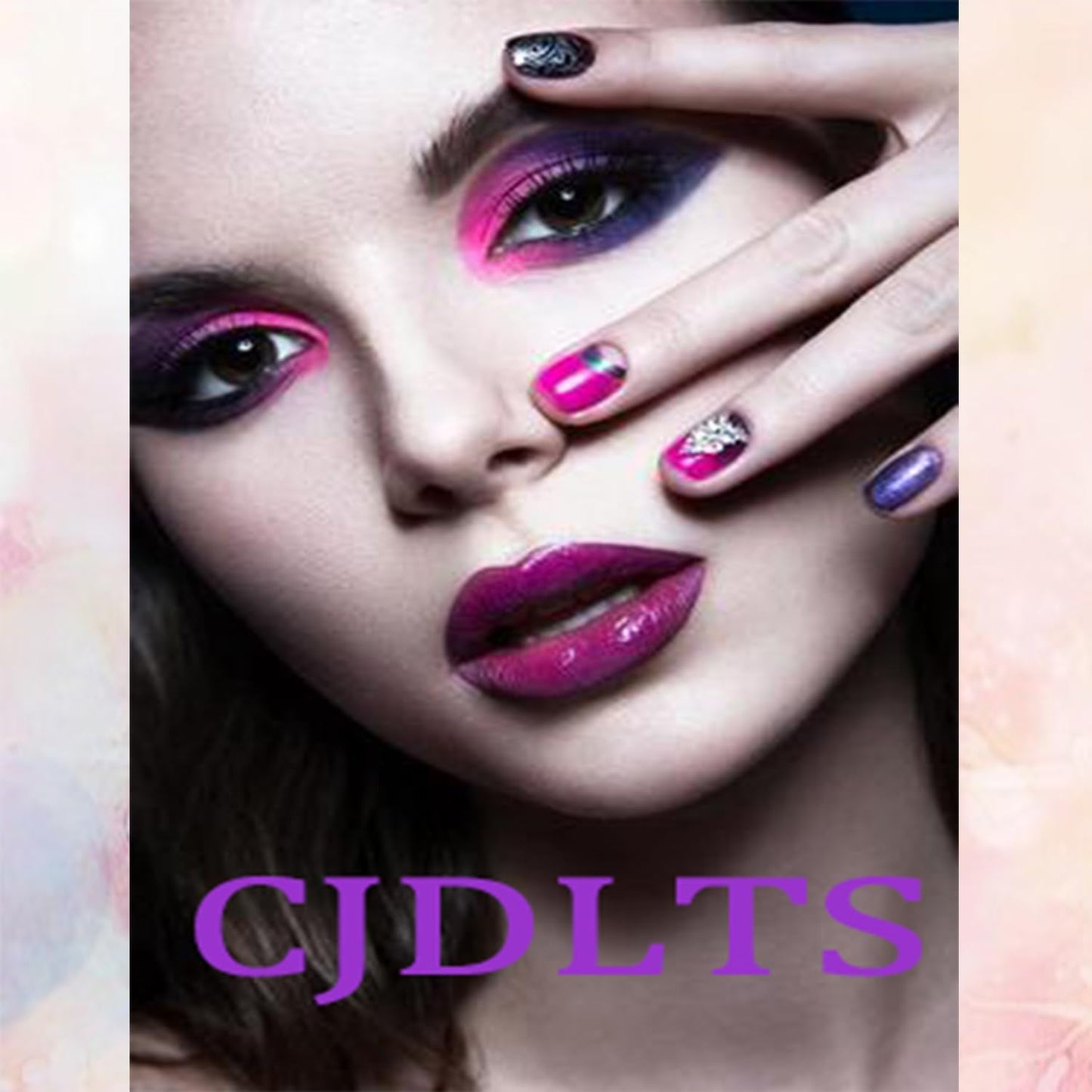 CJDLTS Press on Nails Long Length Candy Bow Pattern Design Acrylic False Nail Colorful Stripes Artificial Stick on Nail Full Cover Press Ons Nude Pink Square Glue on Nail for Women 24Pcs
