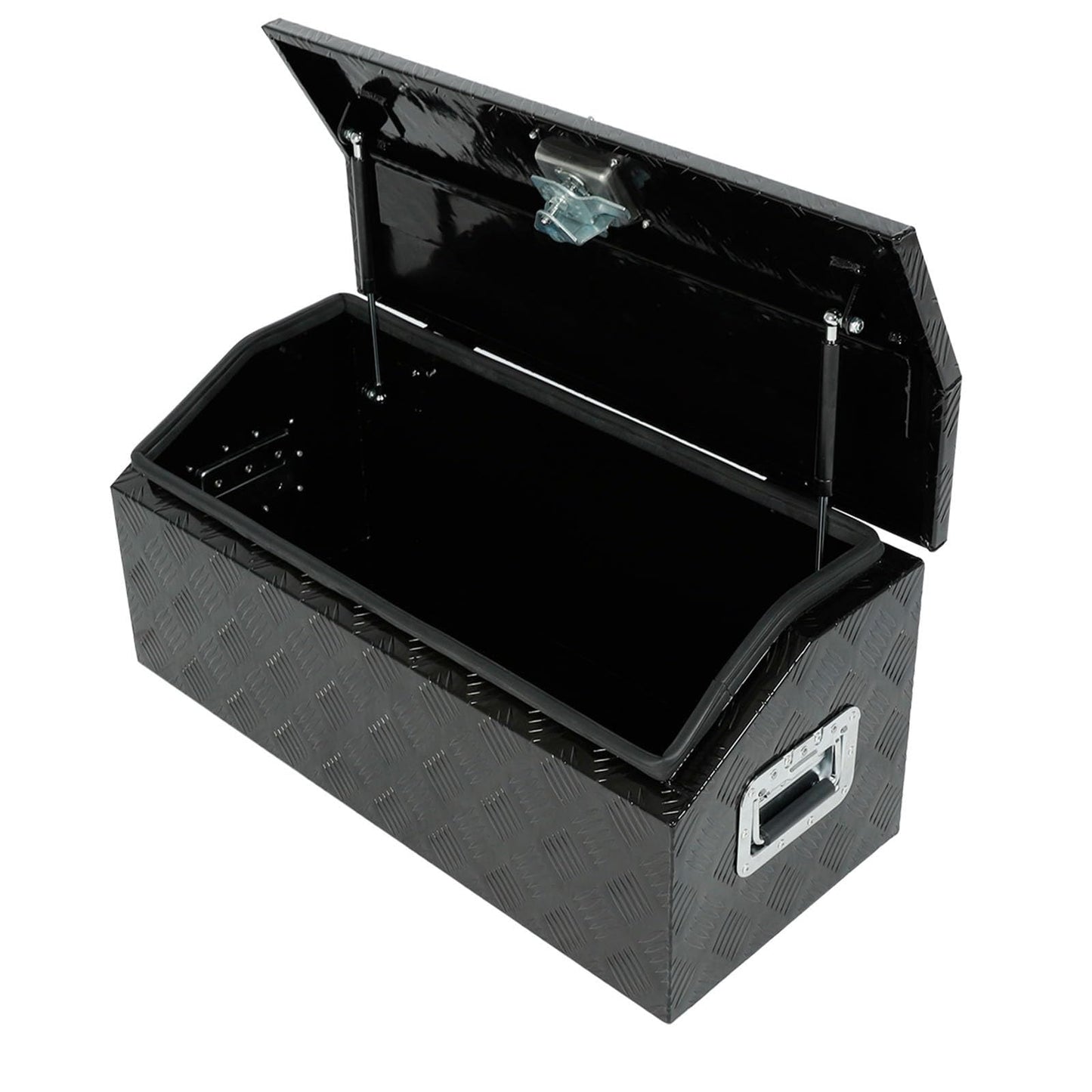 EASYBERG 30 Inch Aluminum Trailer Tongue Tool Box for Truck Pickup ATV Flatbed RV Storage Box,5 Bar Trailer Tool Box Storage Organizer with Dome Lid, Handle, Lock & 2 Keys, Black