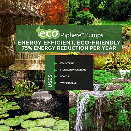 Alpine Corporation PUR5400C Eco-Sphere 5400 GPH Pond Pump with Controller and 33-ft Cord, Energy-Saving, Black/Red