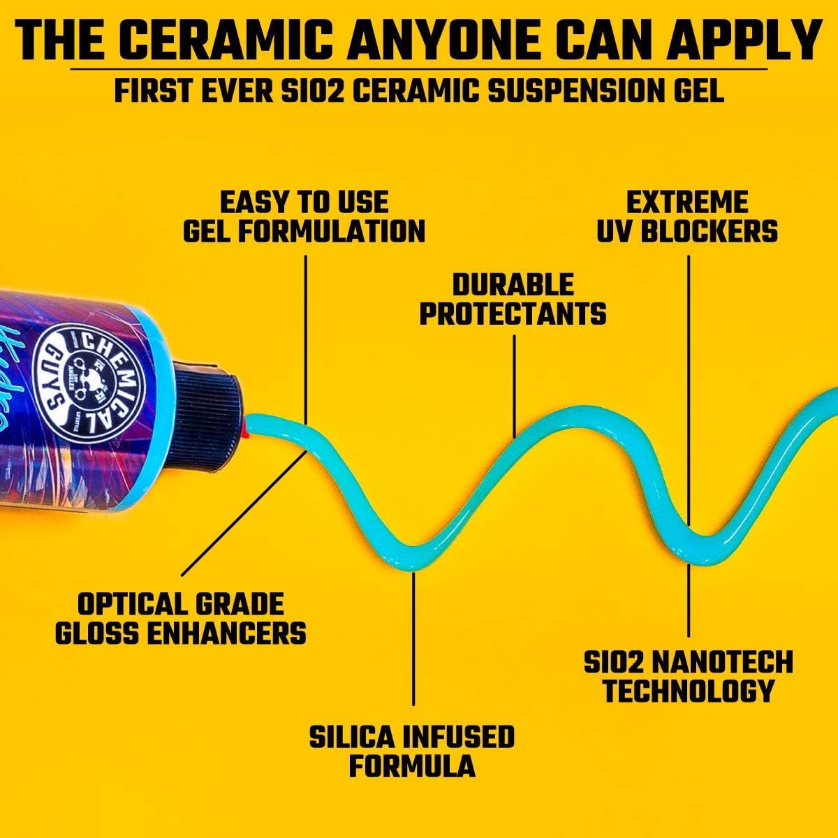 Chemical Guys HydroSlick Intense Gloss SiO2 Ceramic Coating HyperWax - High Shine and Long-Lasting Protection, Ceramic Coating for Cars, Safe for Trucks, SUVs, Motorcycles, RVs, and More - 16 fl oz