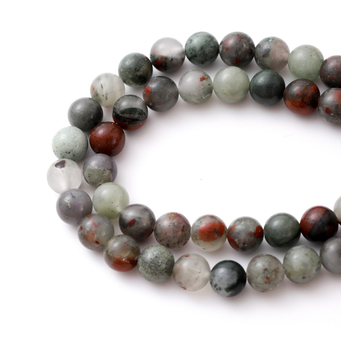 8mm 45pcs DIY Natural African Blood Stone Beads Round Healing Crystal Gemstone Loose Beads for Jewelry Making Handmade Bracelet Necklace