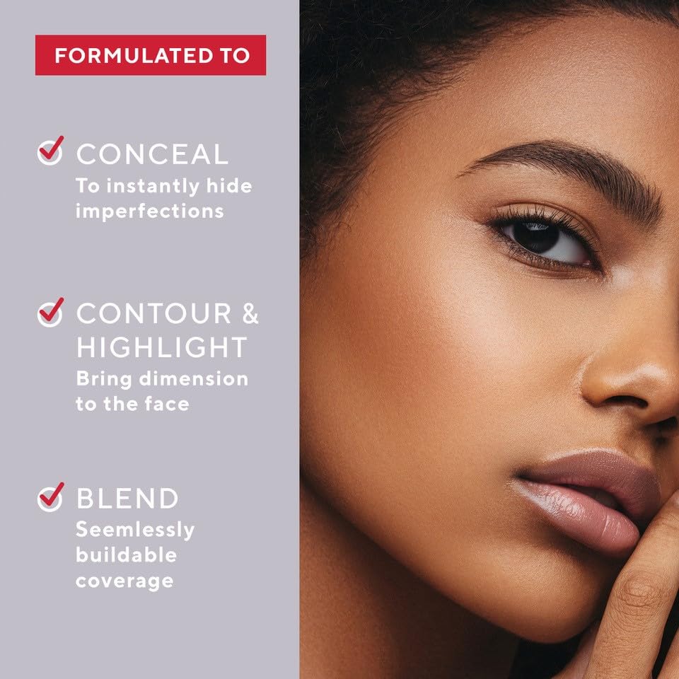Mirabella Invincible For All Perfecting Under Eye Concealer Full Coverage - Hydrating Makeup Concealer for Dark Circles, Fine Lines & Wrinkles w/Hyaluronic Acid - Deep D210