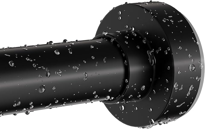 Black Shower Curtain Rod 34-66 Inches(2.8-5.5ft) Never Rust Adjustable Shower Rod Spring Tension Non Slip No Drilling Shower Rods for Bathroom Garland Window