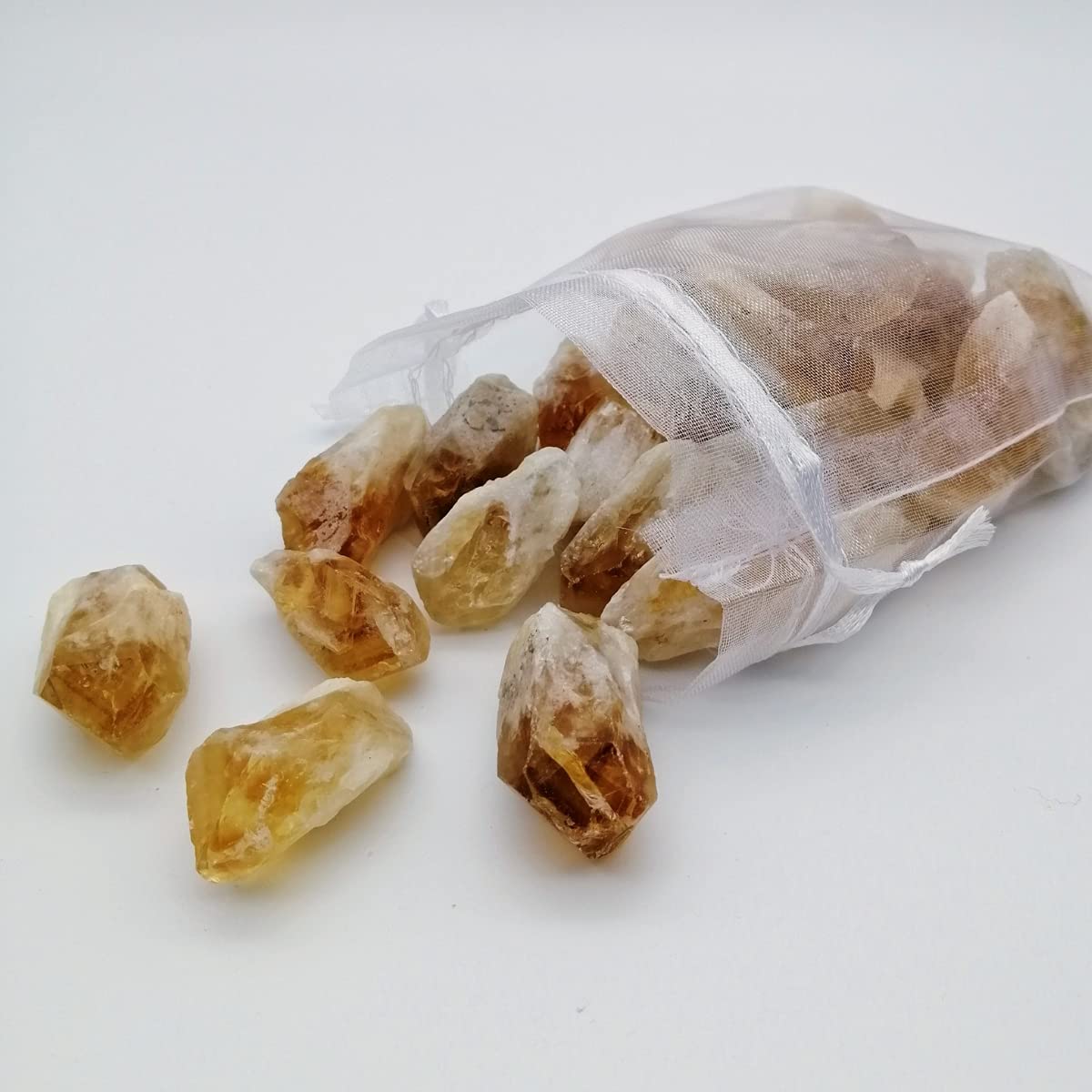 XMHOME Citrine Raw Crystal Point Rough Stone Natural Rock Blocks for Rolling Reiki Wicca 30-36 Pcs