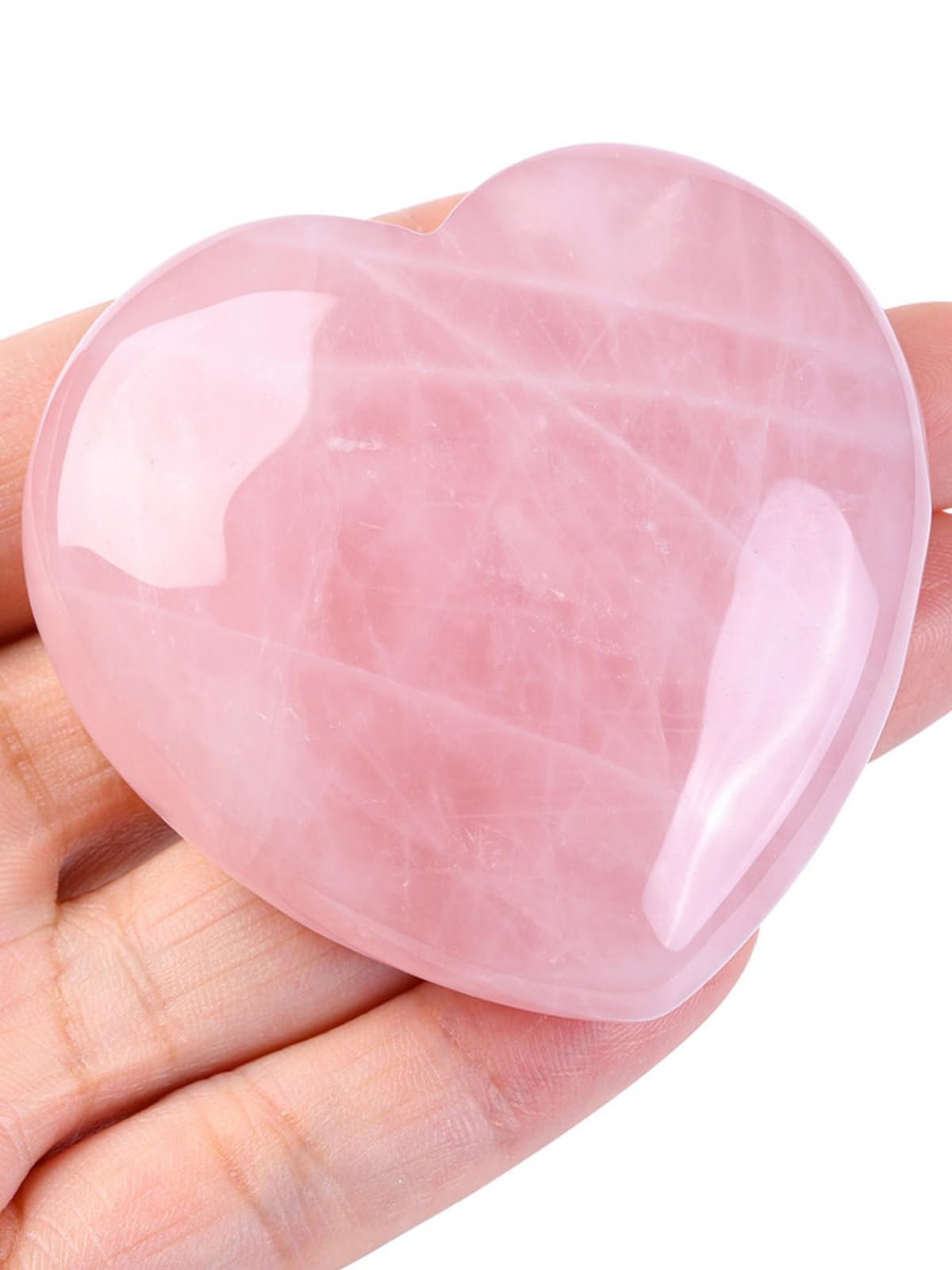 Jovivi 60mm Large Rose Quartz Crystal Heart Healing Crystals Heart Stones Polished Pocket Love Gemstones Chakra Reiki Energy Balancing Meditation Gift