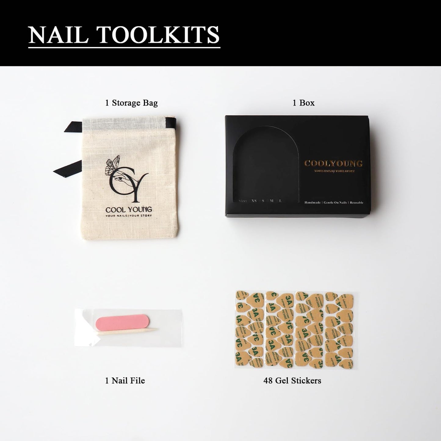 Press On Acrylic Almond Nails Medium Handmade Nails Black Gifts For Women Press On French Tip Nails with False Nails, 15 PCS, Size S