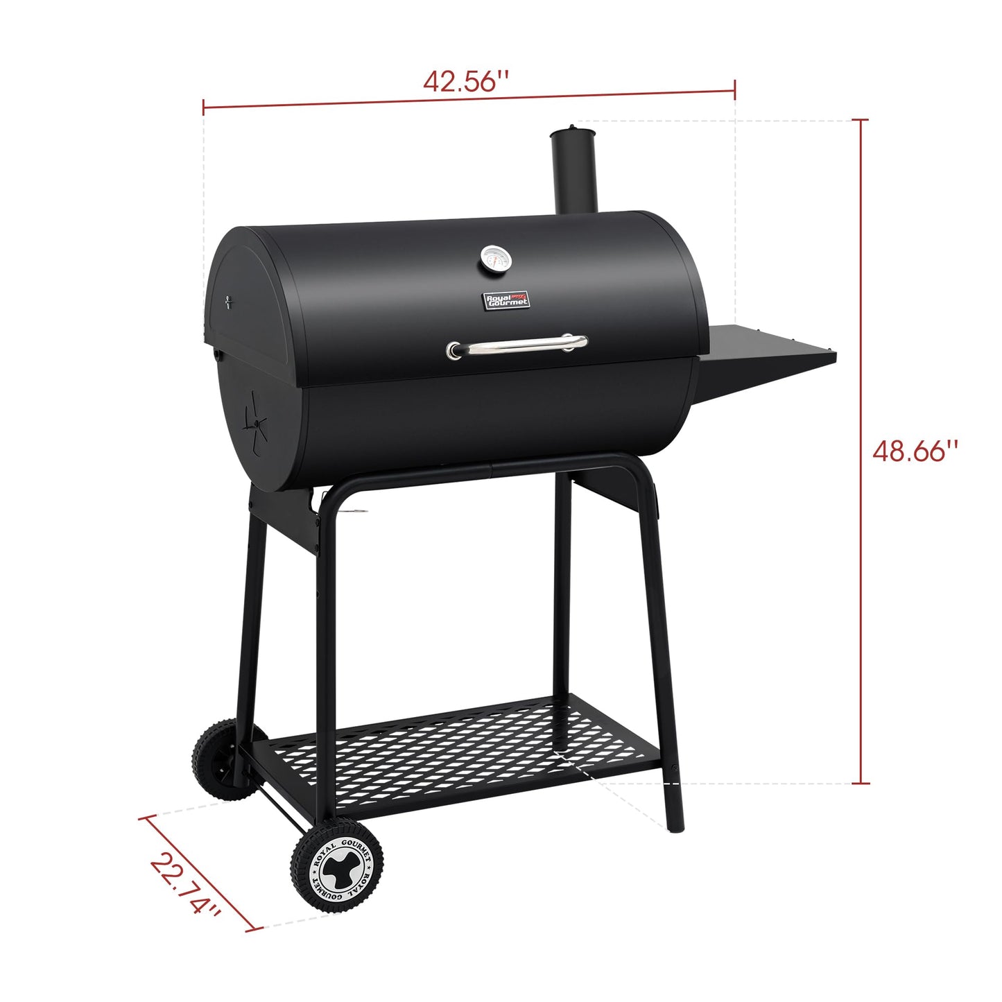 Royal Gourmet CC1830 30 Inch Barrel Charcoal Grill with Warming Rack, Outdoor BBQ Grill with 627 Sq. In. Grilling Space for Backyard, Patio and Parties, Black