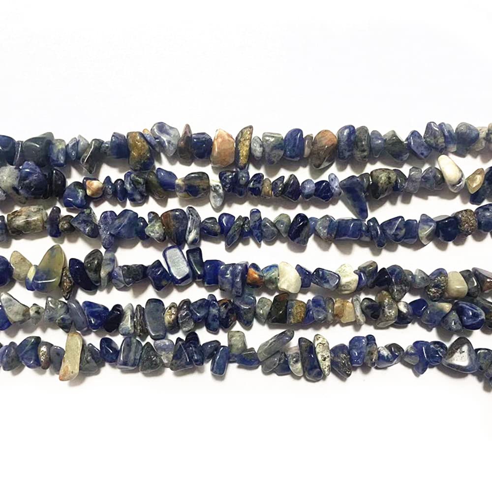 PLTbeads 7-8mm Natural Blue Sodalite Gemstone Chips Beads Healing Crystals Waist Bracelets Necklace Kit Irregular Stone DIY Crafts Design Jewelry Making