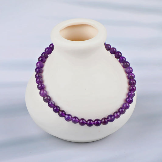 LPBeads Handmade Natural Gemstone Stretch Elastic 4m Amethyst Bracelet Healing Crystal Round Stone Beads Jewelry Gifts for Women Men