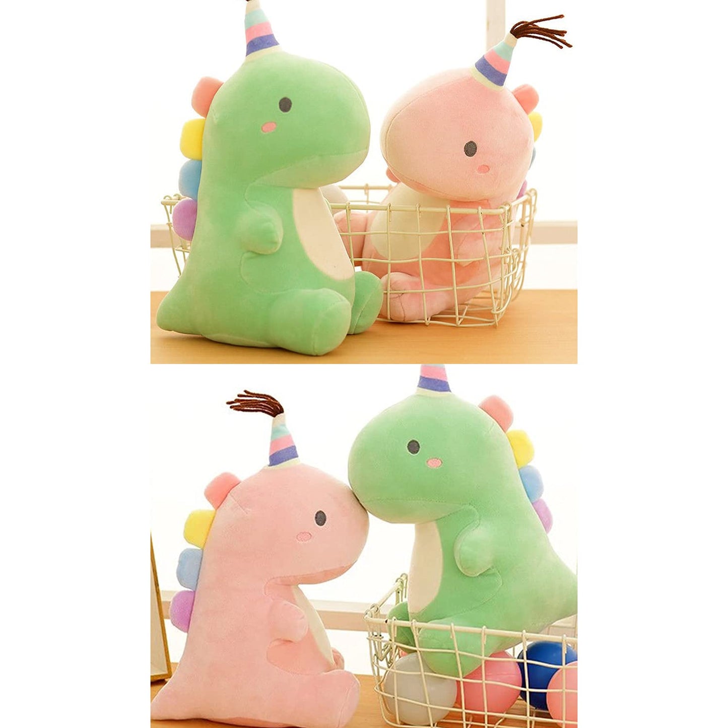 VHYHCY Stuffed Animal Plush Toys, Cute Dinosaur Toy, Soft Dino Plushies for Kids Plush Doll Gifts for Boys Girls (Green, 13.8 Inch)