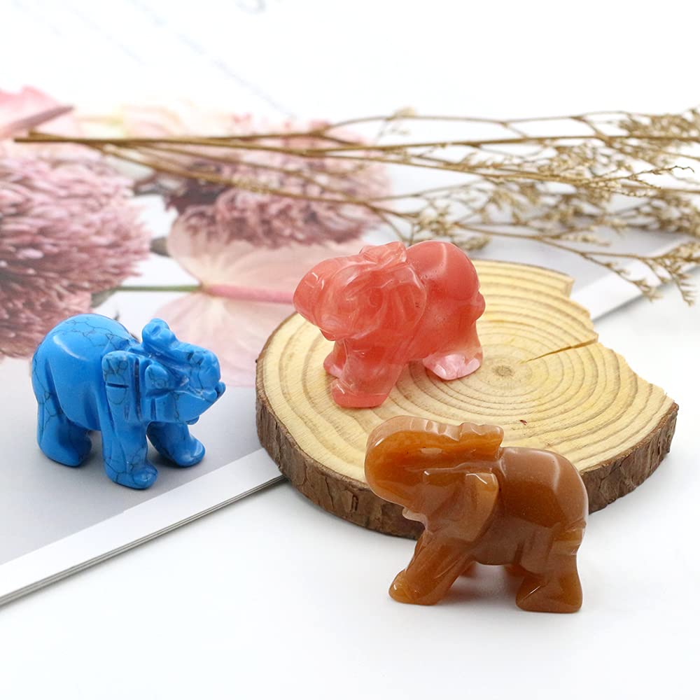 Ouubuuy White Jade Crystal Elephant Pocket Guardian Figurine Elephant Statue 1.5 inch for Healing Reiki Spiritual Gift Cute Meditation Office Room Desk Decor