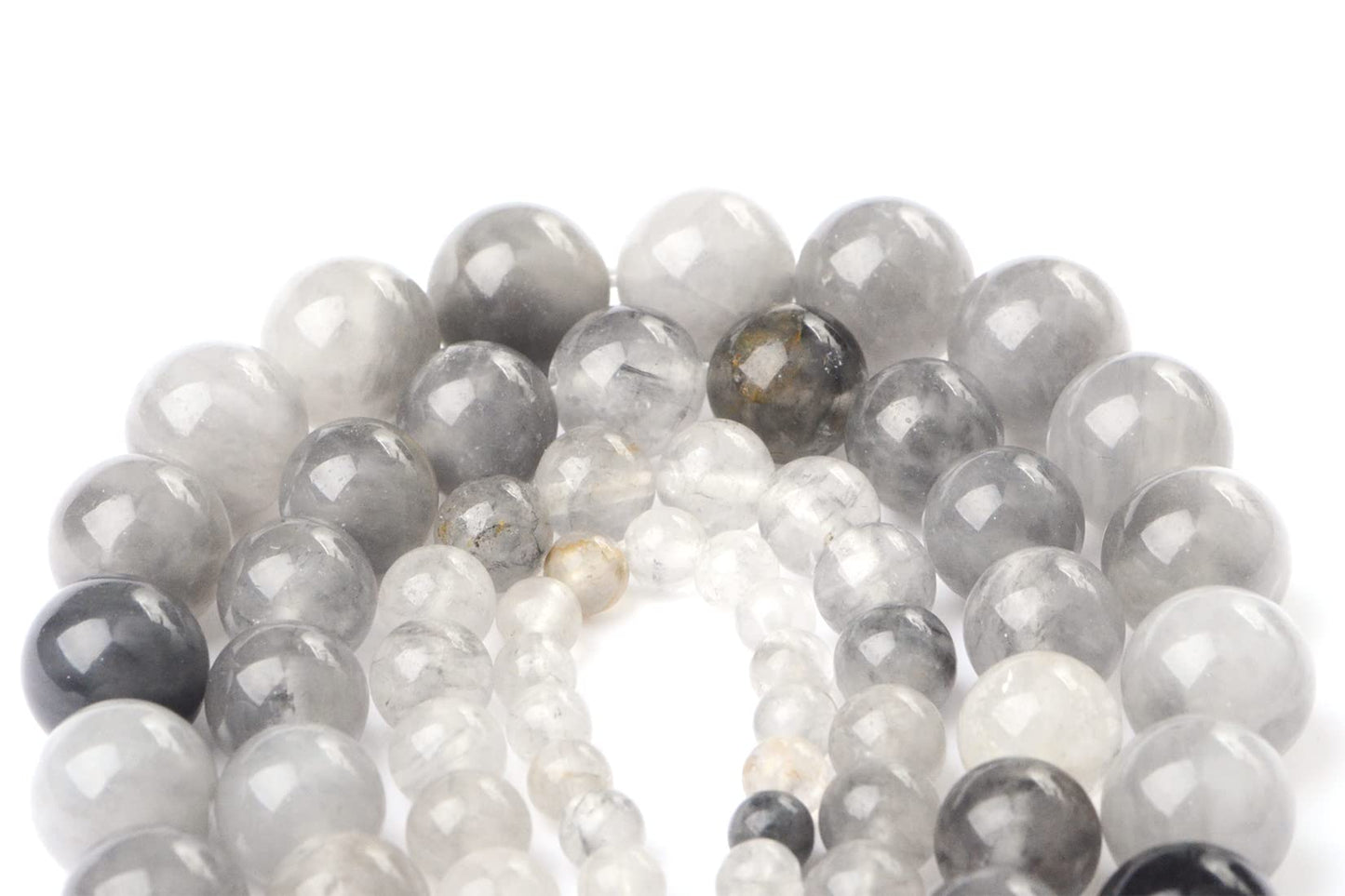 Bymitel 90 pcs Natural Genuine Real Round Loose Stone Beads Gemstone Spacers for Charm DIY Jewelry Making 15.5" per Strand 4mm (Cloudy Quartz Crystals, 4mm)