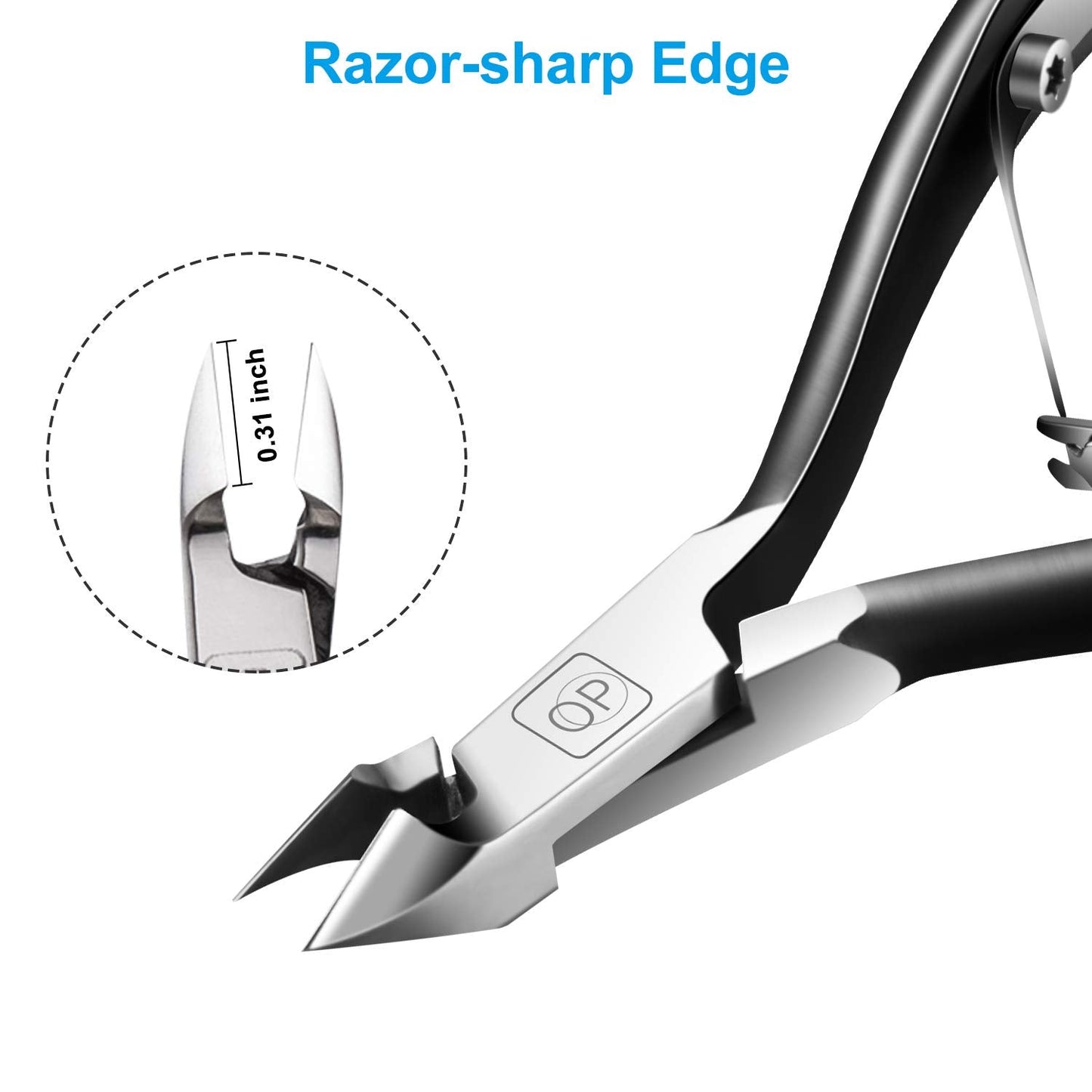 Cuticle Nippers Cuticle Trimmer Remover Clippers Stainless Steel Cutter Extremely Sharp Scissors Manicure Tool Nail Care, opove X7 Black