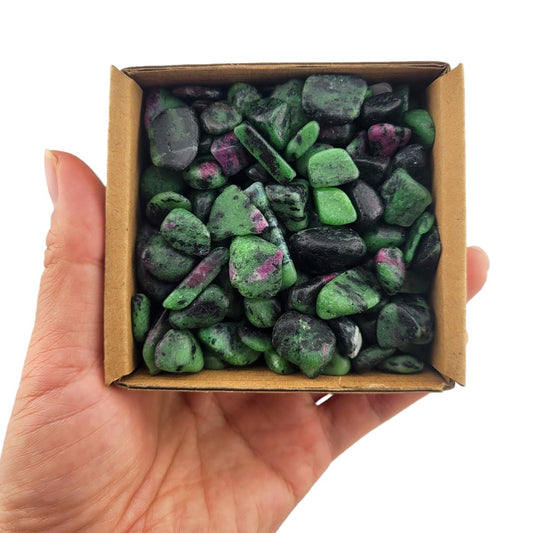 1,000 Carats Ruby in Zoisite Handpicked Tumbled Stones Crystals Chips Bulk Pocket Stones for Healing, Reiki, Meditation, Witchcraft and Home Decorations (Ruby in Zoisite)