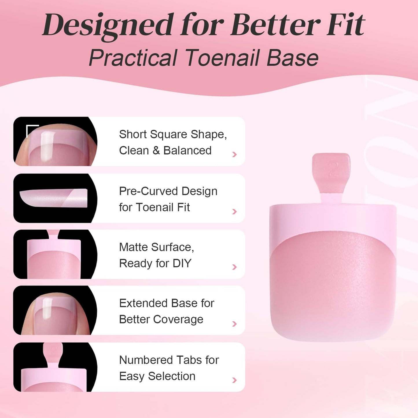Leefrei Press on Toenails for Women, Short Square Pre-designed Matte White French Tip Toe Press on Nails Fake Toe Nails for DIY, 15 Sizes 150 pcs Glue on Toe Nail Tips Extensions (TPSN05)