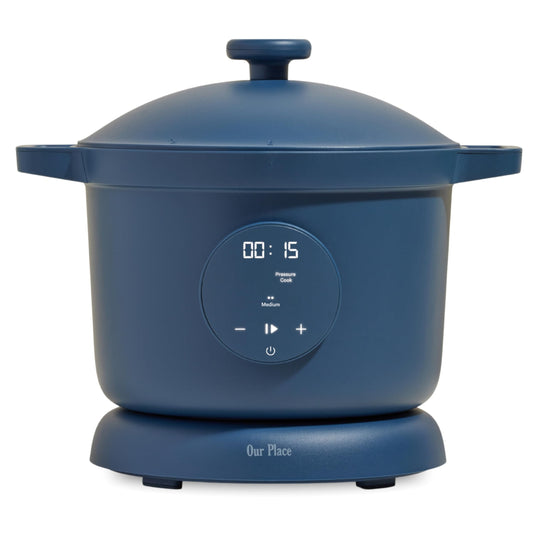 Our Place Dream Cooker | 6 Qt Ceramic Nonstick Multicooker & Pressure Cooker with Touchscreen Controls & Auto Steam Release | 4 Modes: Pressure Cook, Sauté/Sear, Slow Cook & Warm | Blue Salt