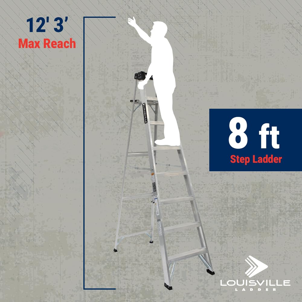 Louisville Ladder 8-Foot Aluminum Step Ladder, 300-Pound Load Capacity, Type IA, AS3008