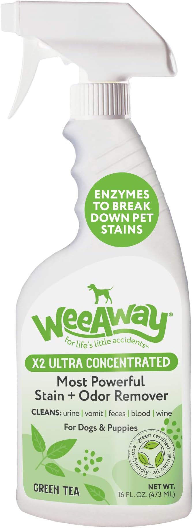 Wee AwayÂ® X2 Dog Urine Stain & Odor Remover - Double Strength Enzyme Spot Cleaner for Dog Pee, Marking & Odor Removal, Carpet, Furniture & Bedding, Non-Toxic, 16 oz