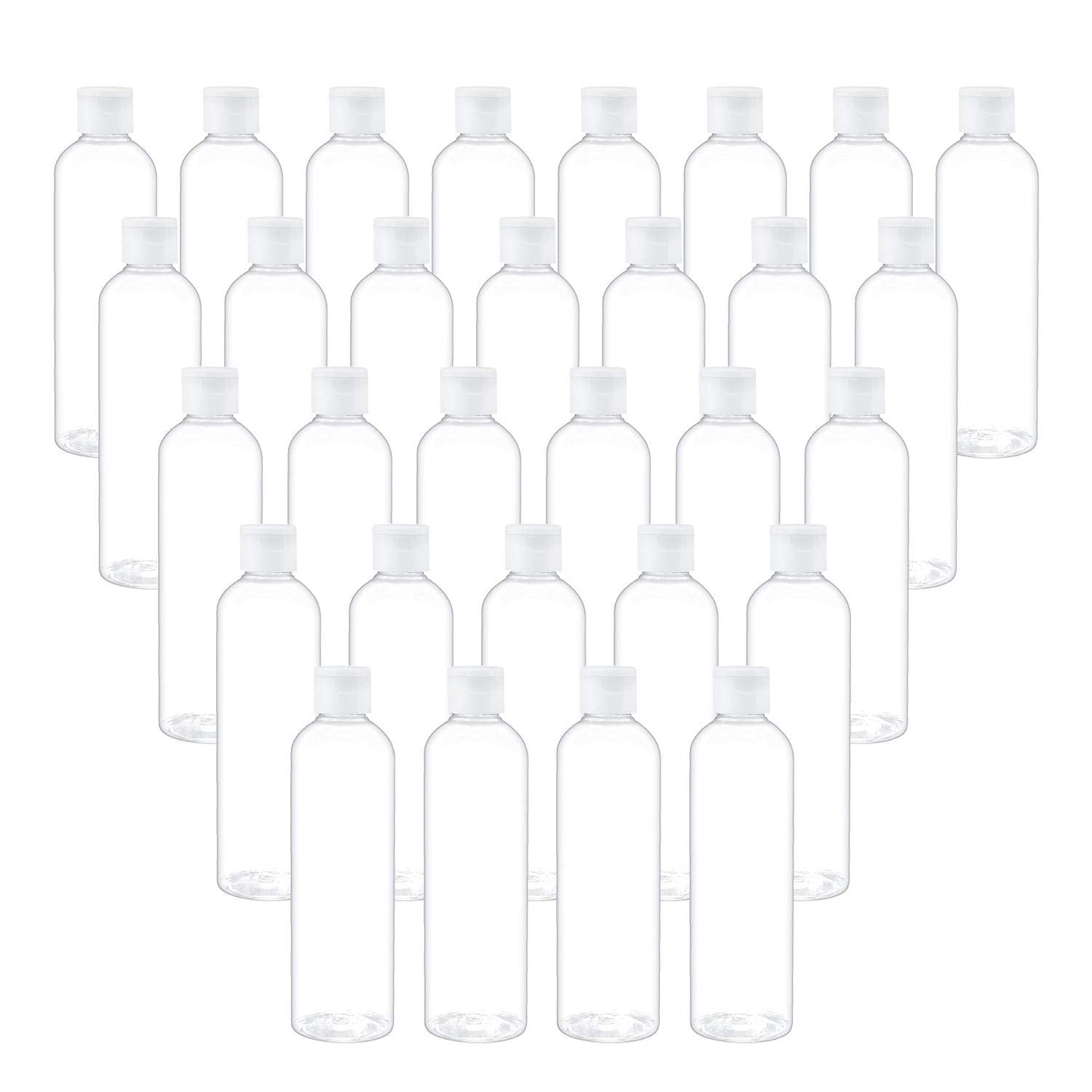 TRENDBOX 8oz/250ml Clear Bottles with Flip Cap Lid BPA-Free Travel Containers For Shampoos,Lotions and Massage Oils - 30 Pack